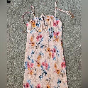 Guess Floral Sheath Rigid Mini 
Fitted Dress Pink, Blue, Yellow Tie String